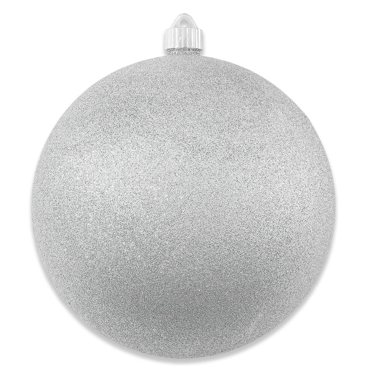 8" (200mm) Giant Commercial Shatterproof Ball Ornament, Silver Glitter, Case, 6 Pieces