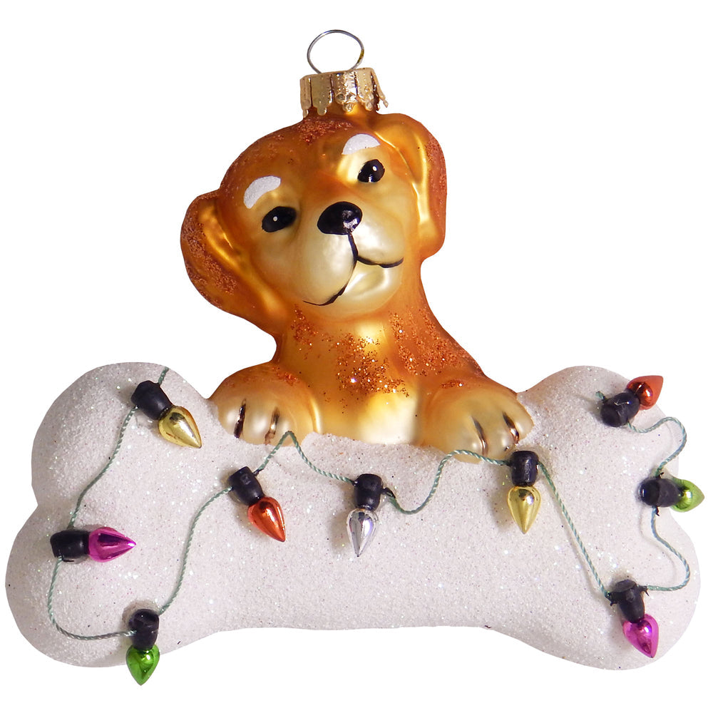 Brown Dog with White Bone Figurine Ornaments, 1/Box, 6/Case, 6 Pieces