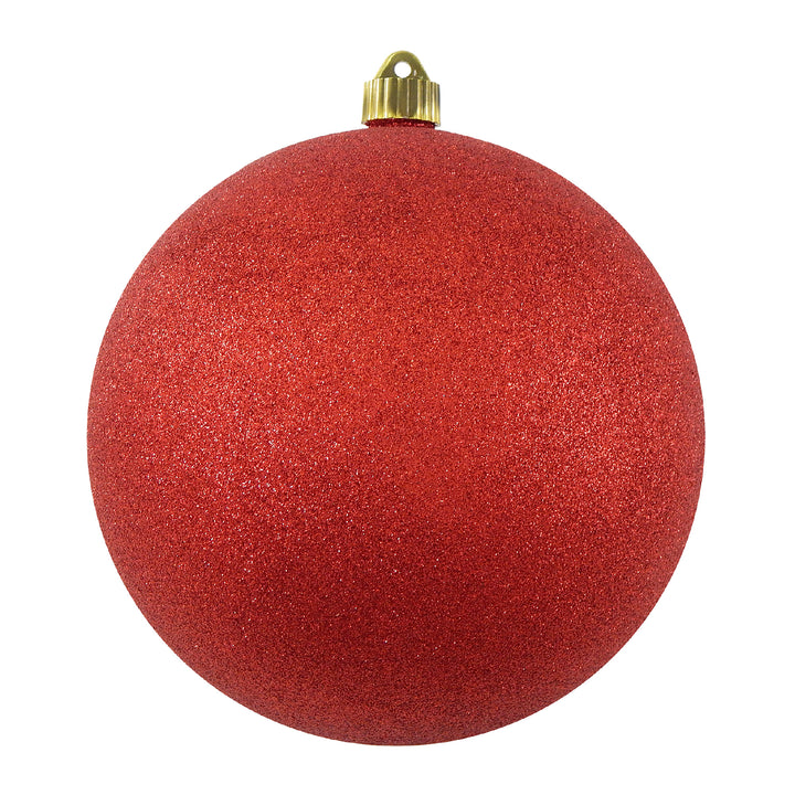 8" (200mm) Giant Commercial Shatterproof Ball Ornament, Red Glitter, Case, 6 Pieces