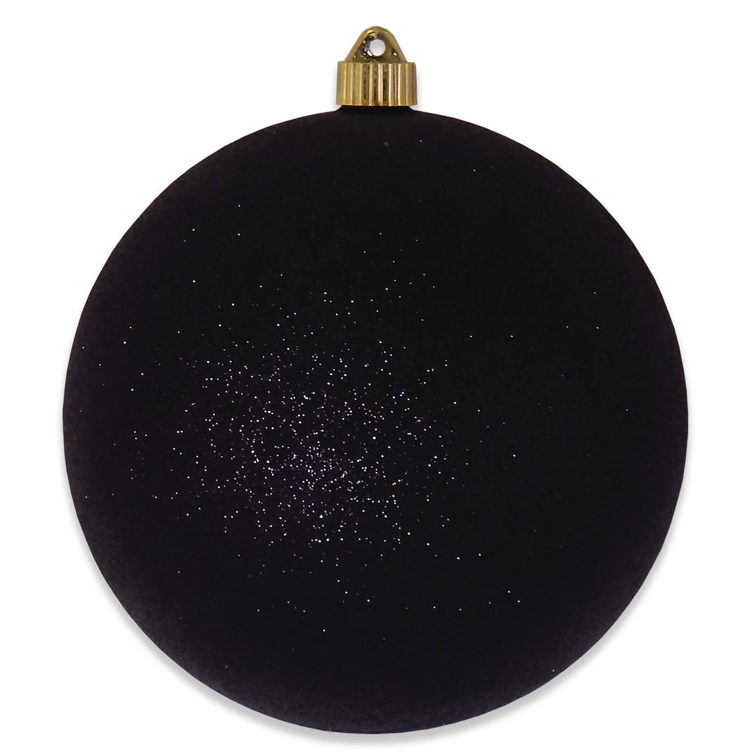 8" (200mm) Giant Commercial Shatterproof Ball Ornament, Black Glitter, Case, 6 Pieces