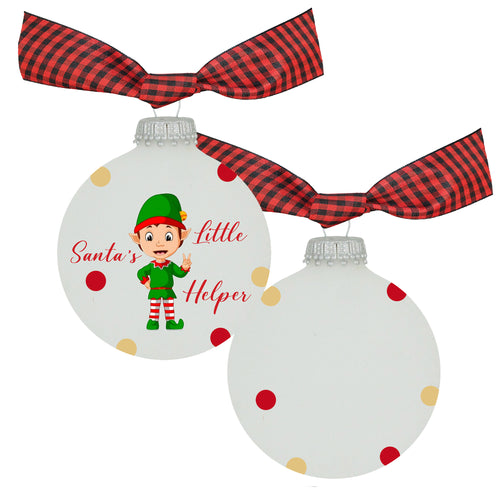3 1/4" (80mm) Hugs - Frost 3 1/4" (80mm) Glass Ball Ornament with Santa's Little Helper. 12 Pieces per Case