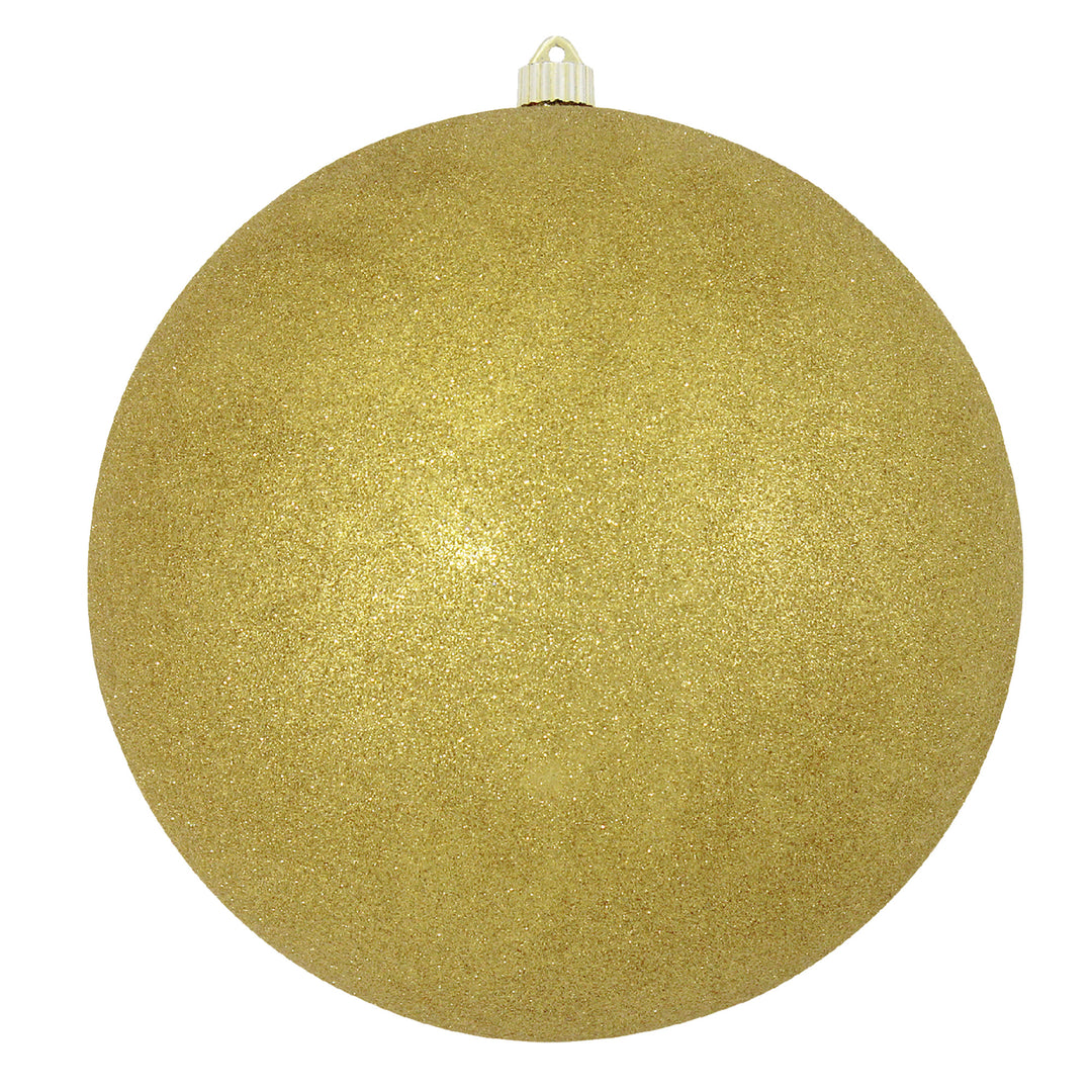 12" (300mm) Giant Commercial Shatterproof Ball Ornament, Gold Glitter, Case, 2 Pieces