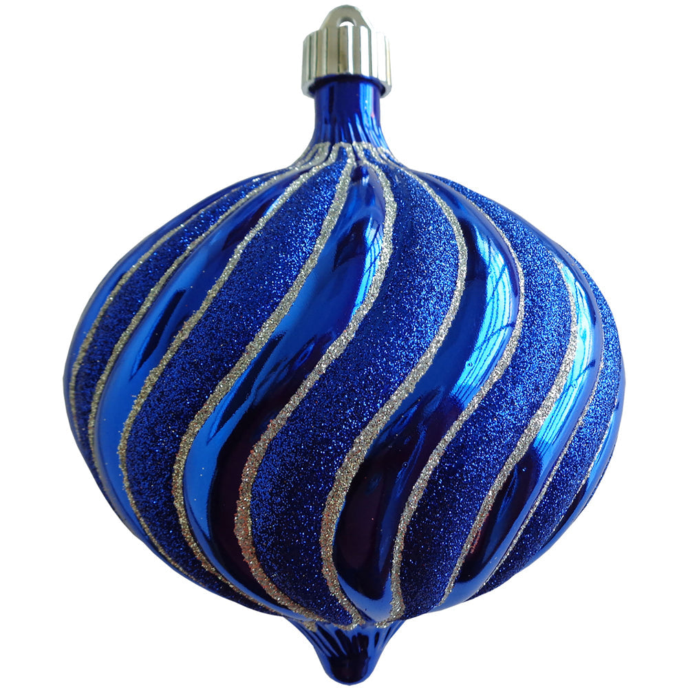 6" (150mm) Large Commercial Shatterproof Swirled Onion Ornaments, Azure Blue, Case, 12 Pieces