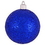 4" (100mm) Large Commercial Shatterproof Ball Ornament, Dark Blue Glitz, Case, 48 Pieces