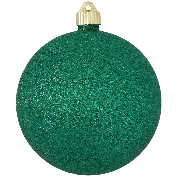 6" (150mm) Giant Commercial Pre-Wired Shatterproof Ball Ornament, Emerald Glitter, Case, 12 Pieces