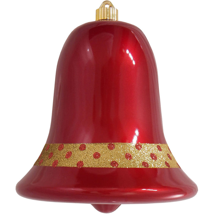 9" (229mm) Commercial Shatterproof Bell Ornaments, Candy Red, 1/Box, 6/Case, 6 Pieces