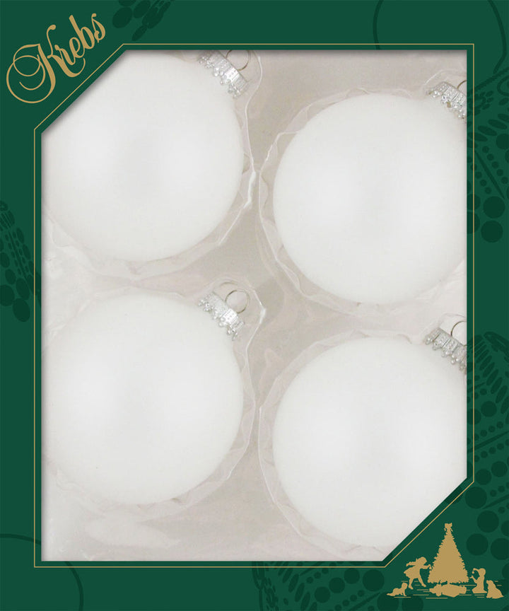 3 1/4" (80mm) Glass Ball Ornament, Snow White, 4/Box, 12/Case, 48 Pieces