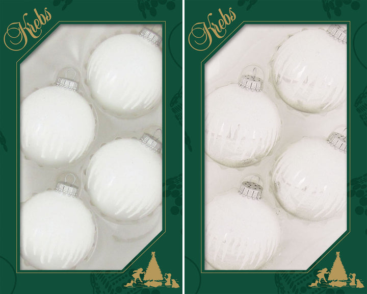 2 5/8" (67mm) Ball Ornaments, Icicles, Silver/White, 4/Box, 12/Case, 48 Pieces