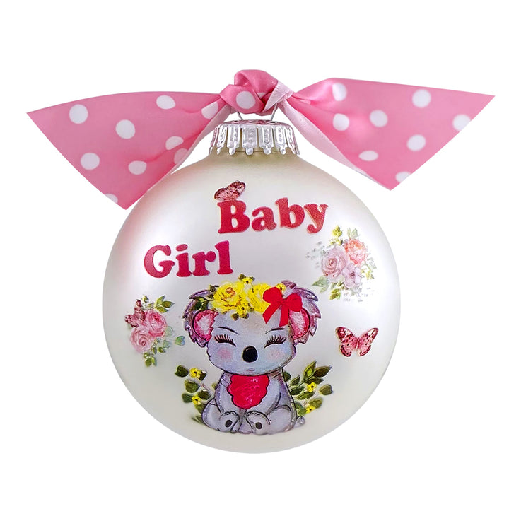 3 1/4" (80mm) Personalizable Hugs Specialty Gift Ornaments, Baby Girl Koala, Silver Pearl, 1/Box, 12/Case, 12 Pieces