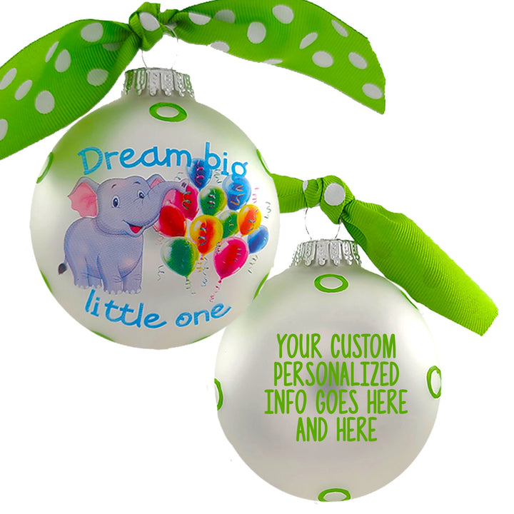 3 1/4" (80mm) Personalizable Hugs Specialty Gift Ornaments, Silver Pearl Ball with Dream Big