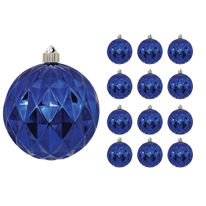 6" (150mm) Commercial Shatterproof Ball Ornament, Shiny Azure Blue Diamond, 2 per Bag, 6 Bags per Case, 12 Pieces