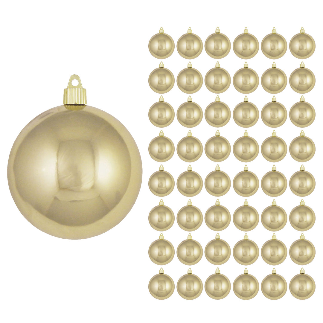 4" (100mm) Commercial Shatterproof Ball Ornament, Shiny Gilded Gold, 4 per Bag, 12 Bags per Case, 48 Pieces