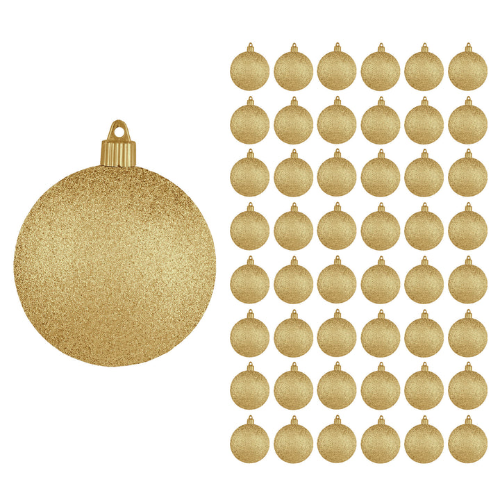 4" (100mm) Commercial Shatterproof Ball Ornament, Gold Glitter, 4 per Bag, 12 Bags per Case, 48 Pieces