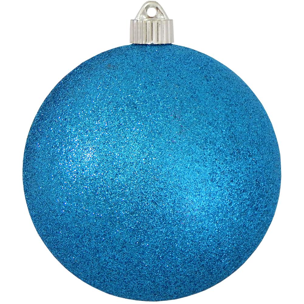 6" (150mm) Commercial Shatterproof Ball Ornament, Aqua Blue Glitter, 2 per Bag, 6 Bags per Case, 12 Pieces