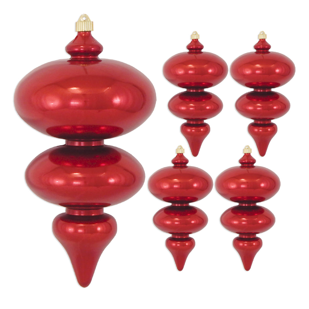 15" (380mm) Giant Commercial Shatterproof Finials, Sonic Red, Case, 4 Pieces