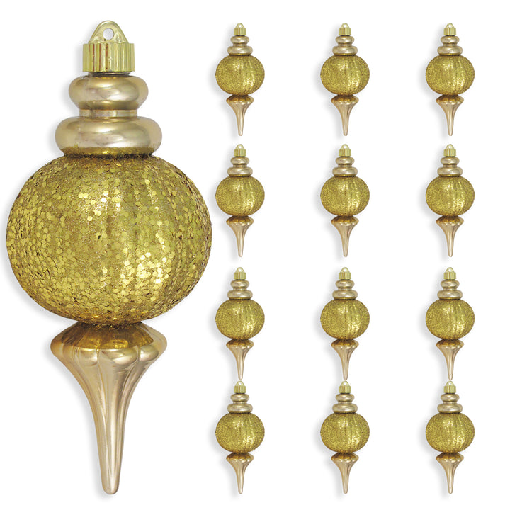8 2/3" (220mm) Large Commercial Shatterproof Finials, Gilded Gold , Case, 12 Pieces