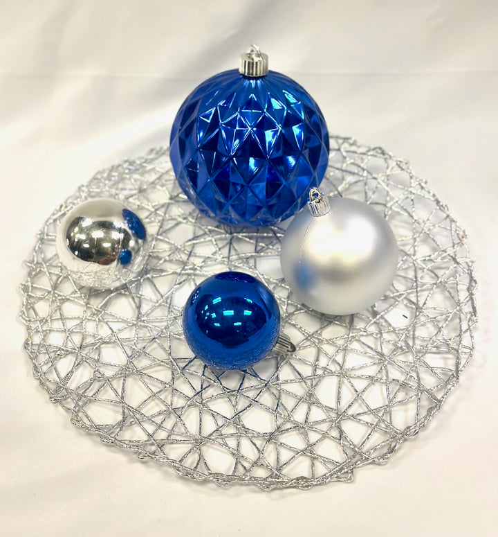 Christmas By Krebs Shatterproof Tree Decorating Kits - ORNAMENTS ONLY - UV and Weather Resistant (Blue & Silver - UV, 6.5 Feet - 220 Ornaments)