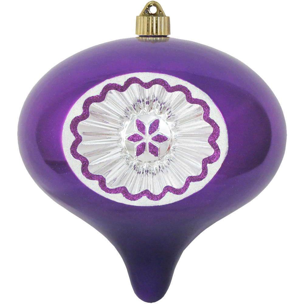 8" (200mm) Large Commercial Shatterproof Relfector Onion Ornaments, Vivacious Purple, Case, 6 Pieces - Christmas by Krebs Wholesale