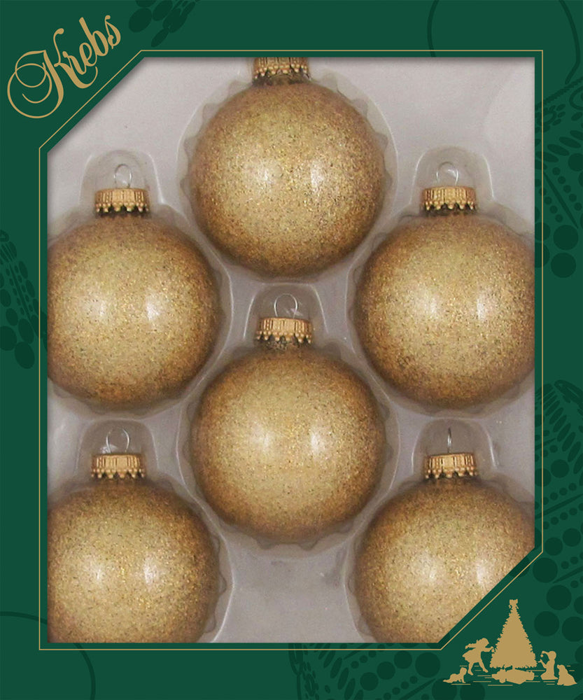 2 5/8" (67mm) Ball Ornaments, Gold Sparkle, 6/Box, 12/Case, 72 Pieces