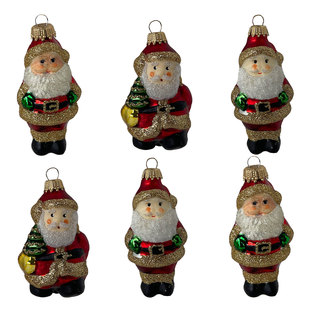 3" Mini Santas Red/ Gold,  Figurine Ornaments, 6/Box, 8/Case, 48 Pieces