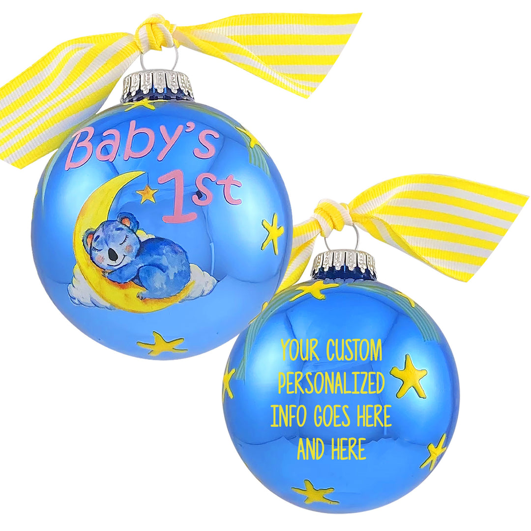 3 1/4" (80mm) Personalizable Hugs Specialty Gift Ornaments, Baby's 1st Koala & Moon, Alpine Shine, 1/Box, 12/Case, 12 Pieces