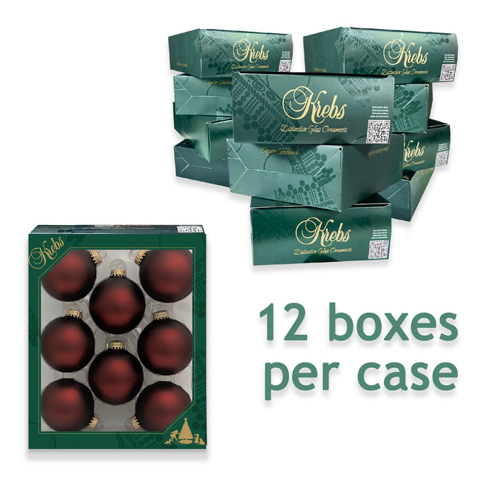 2 5/8" (67mm) Ball Ornaments, Gold Caps, Swiss Chocolate, 8/Box, 12/Case, 96 Pieces