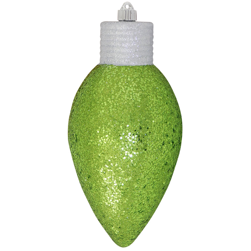 12" (300mm) Giant Commercial Shatterproof C9 Light Bulb Ornament, Lime, Case, 6 Pieces