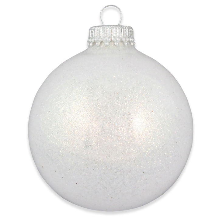 2 5/8" (67mm) Glass Ball Ornaments, Snow Sparkle, 6/Box, 12/Case, 72 Pieces