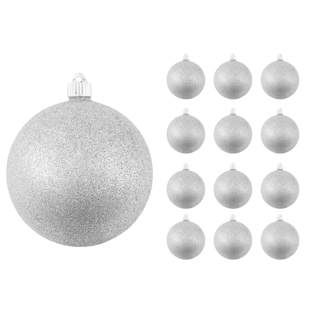 6" (150mm) Commercial Shatterproof Ball Ornament, Silver Glitter, 2 per Bag, 6 Bags per Case, 12 Pieces