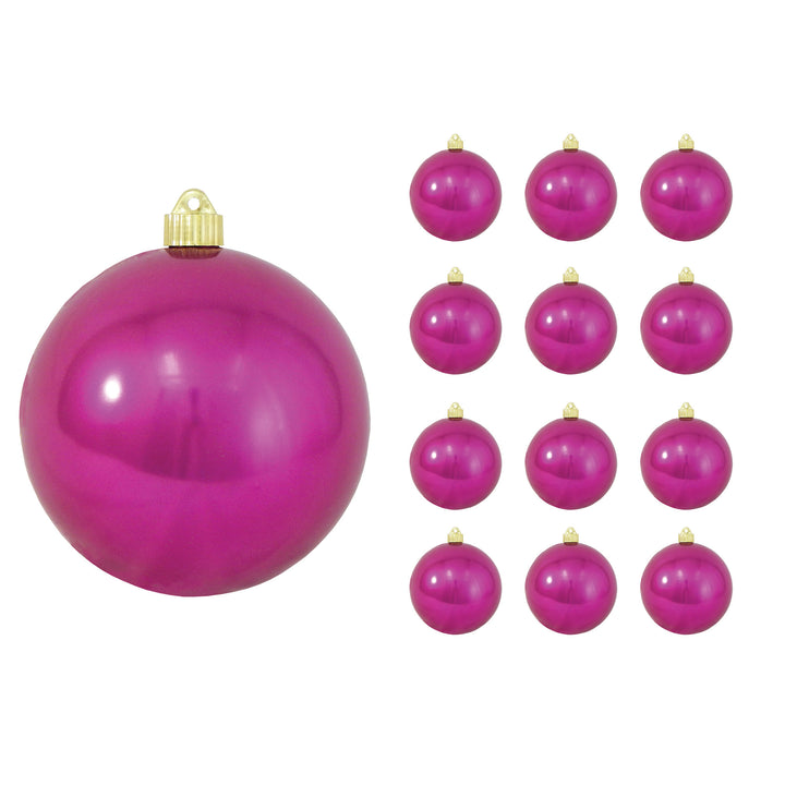 6" (150mm) Commercial Shatterproof Ball Ornament, Shiny Tutti Frutti Pink, 2 per Bag, 6 Bags per Case, 12 Pieces