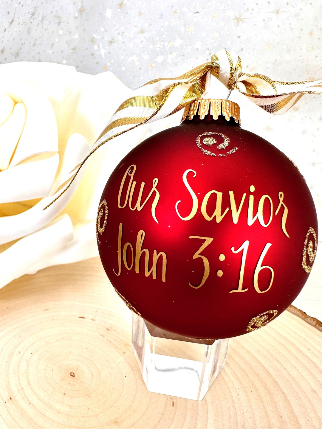 3 1/4" (80mm) Personalizable Hugs Specialty Gift Ornaments, Port Velvet Glass Ball with Bible Hero/ Jesus