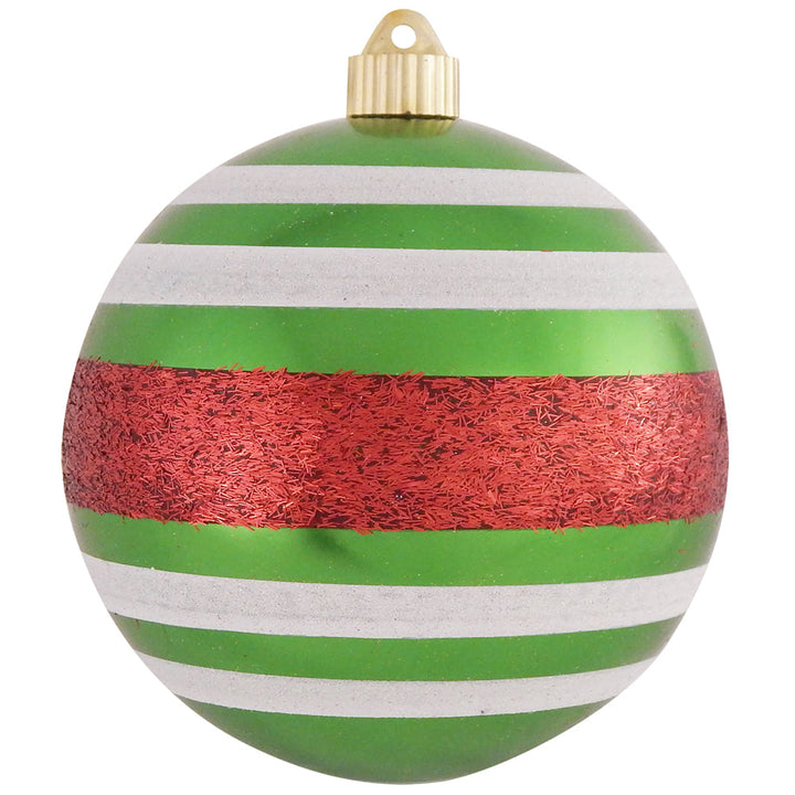 6" (150mm) Decorated Commercial Shatterproof Ball Ornaments, Limeade Green, 1/Box, 12/Case, 12 Pieces - Christmas by Krebs Wholesale