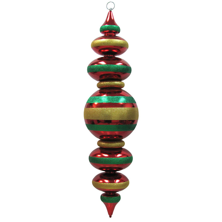 40" Giant Commercial Shatterproof Finials, Sonic Red with Gold / Green Stripes, Case, 1 Pieces