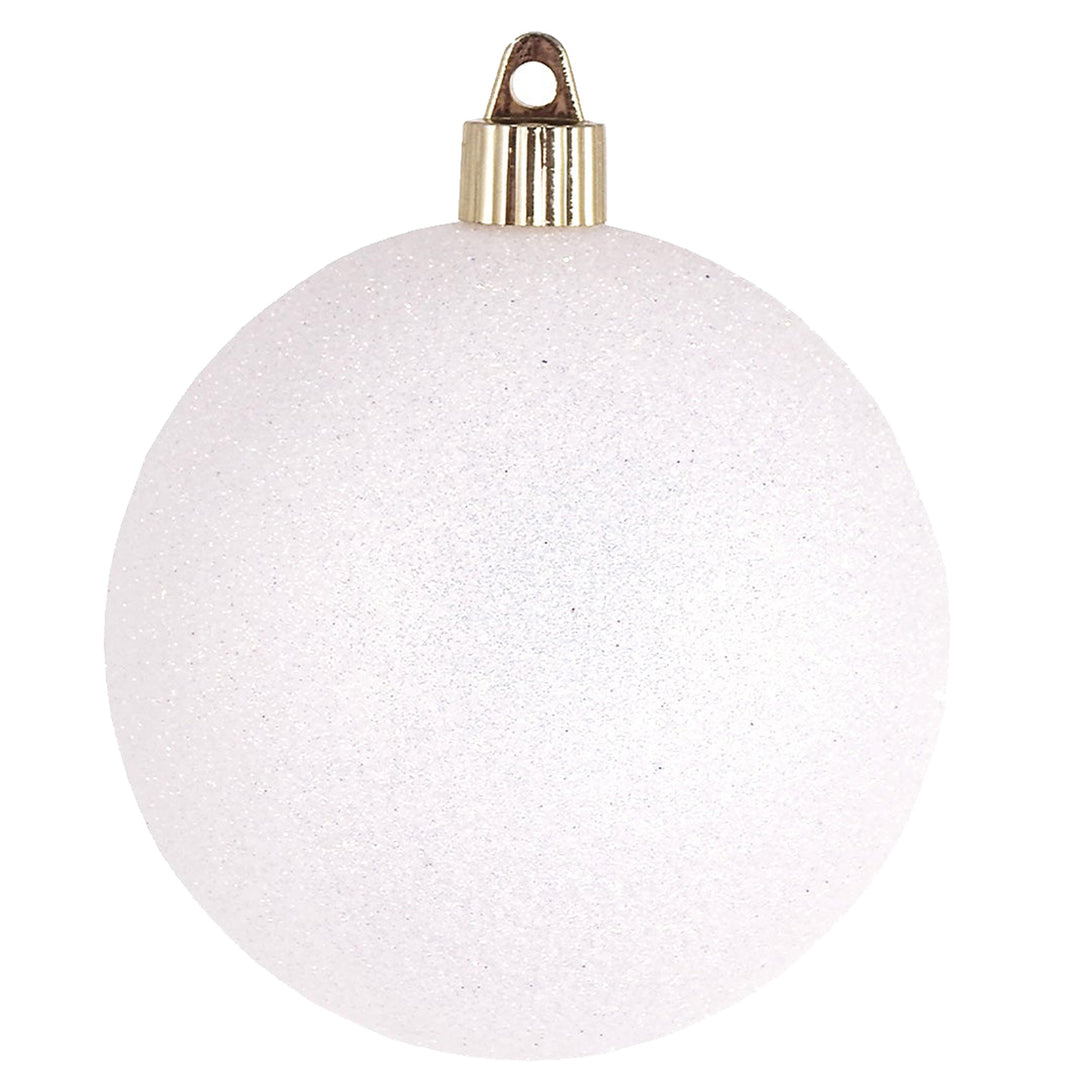 4" (100mm) Commercial Shatterproof Ball Ornament, Snowball Glitter, 4 per Bag, 12 Bags per Case, 48 Pieces