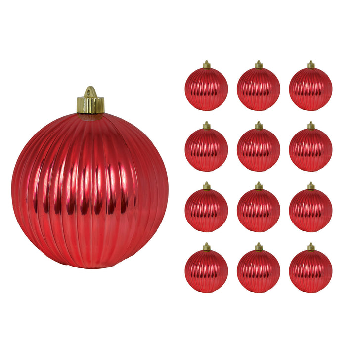6" (150mm) Large Commercial Shatterproof Ripple Ornaments, Sonic Red, Case, 12 Pieces
