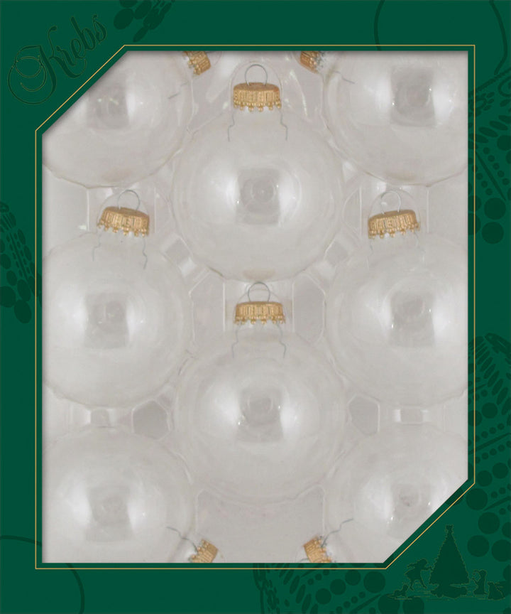 2 5/8" (67mm) Ball Ornaments, Gold Caps, Clear, 8/Box, 12/Case, 96 Pieces