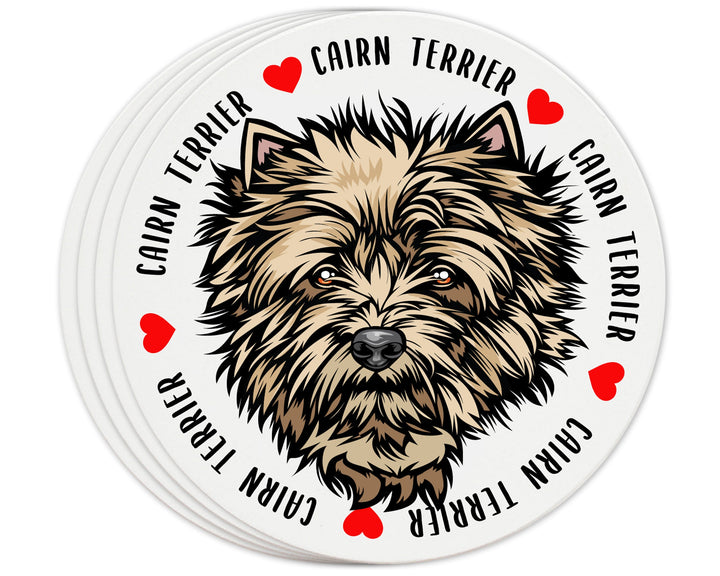 [Set of 4] 4 inch Round Premium Absorbent Ceramic Dog Lover Coasters - Cairn Terrier