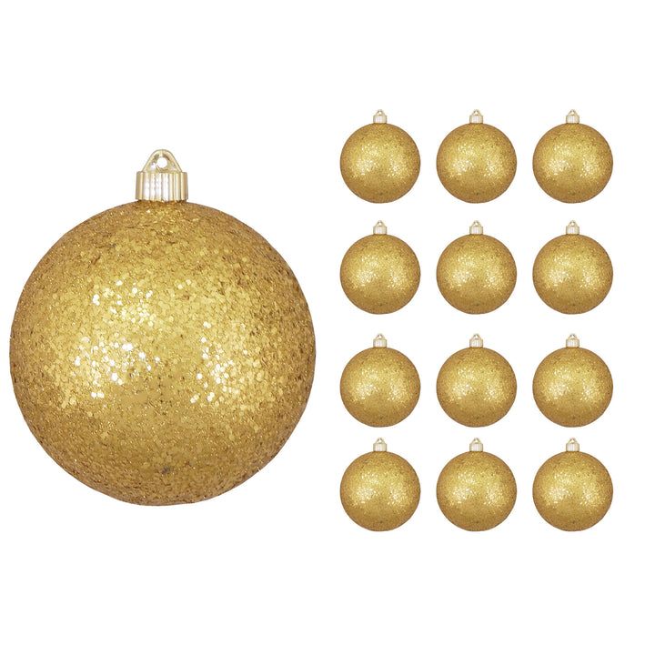 6" (150mm) Large Commercial Shatterproof Ball Ornaments, Gold Glitz, 1/Box, 12/Case, 12 Pieces