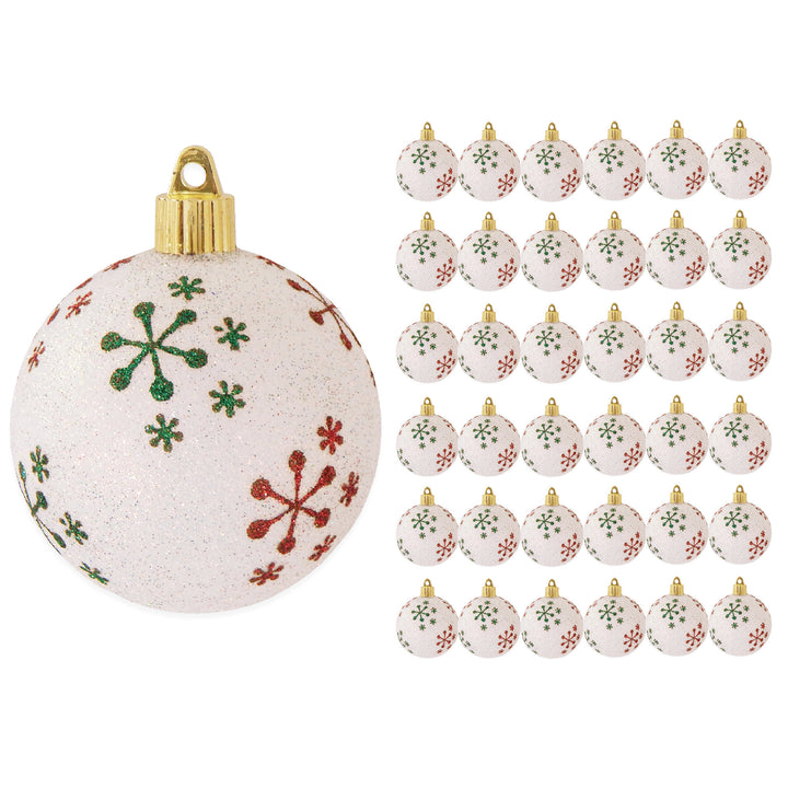 3 1/4" (80mm) Commercial Shatterproof Ball Ornament, Snowball Glitter, Case, 36 Pieces
