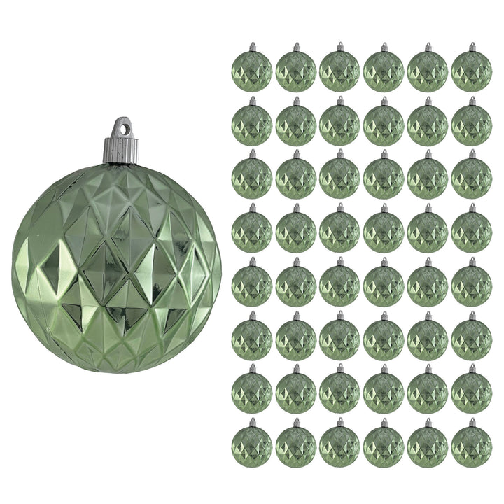 4" (100mm) Commercial Shatterproof Diamond Ball Ornament, Mintleaf Shine Green, 4 per Bag, 12 Bags per Case, 48 Pieces