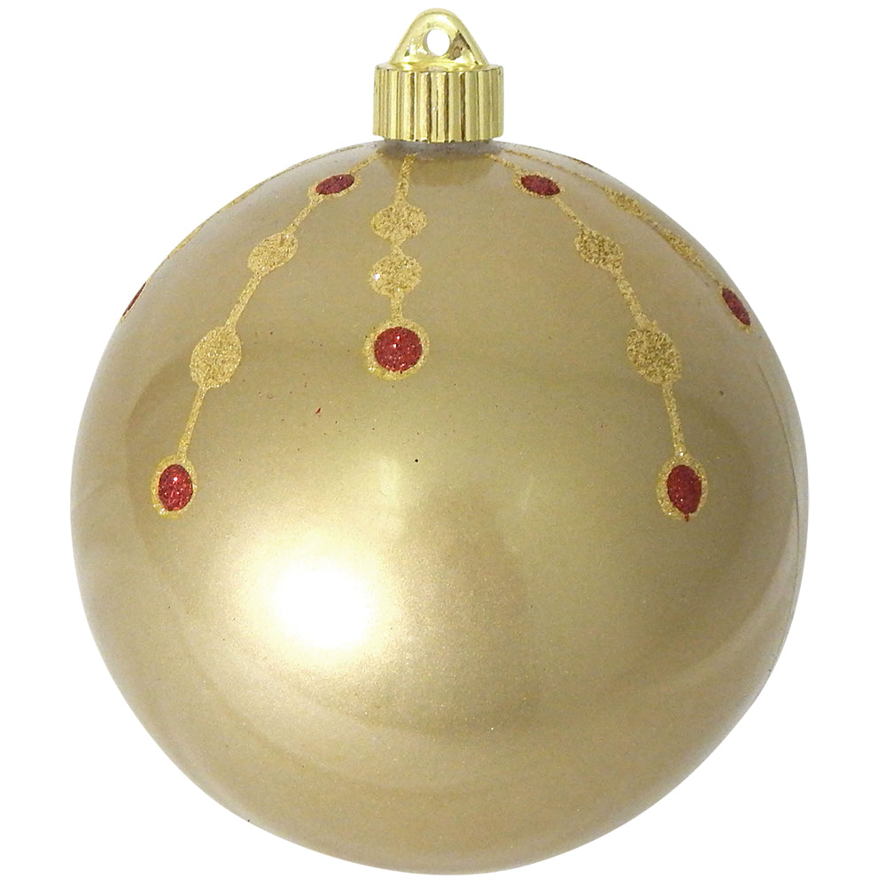 6" (150mm) Decorated Commercial Shatterproof Ball Ornaments, Candy Gold, 1/Box, 12/Case, 12 Pieces - Christmas by Krebs Wholesale