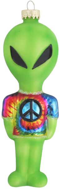 5 1/4" (133mm) Alien with Tie Dye Shirt Figurine Ornaments, 1/Box, 6/Case, 6 Pieces
