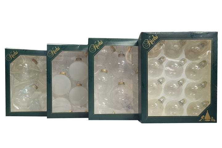 2 5/8" (67mm) Ball Ornaments, Silver Caps, Frost White, 8/Box, 12/Case, 96 Pieces