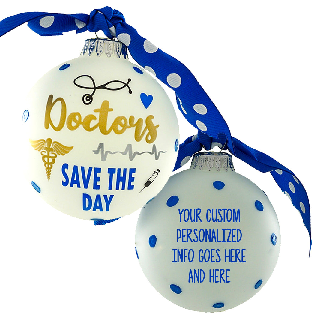 3 1/4" (80mm) Personalizable Hugs Specialty Gift Ornaments, Doctors Save The Day. 1/Box, 12/Case, 12 Pieces