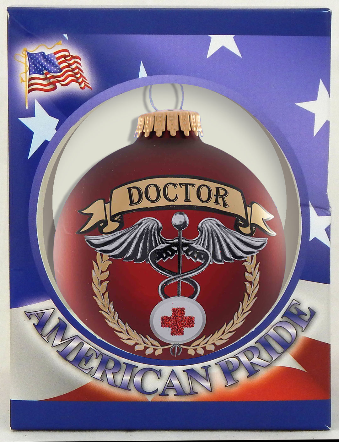 3 1/4" (80mm) Port Velvet Glass Ball with First Responders Doctor Icon. 1/Box, 12/Case