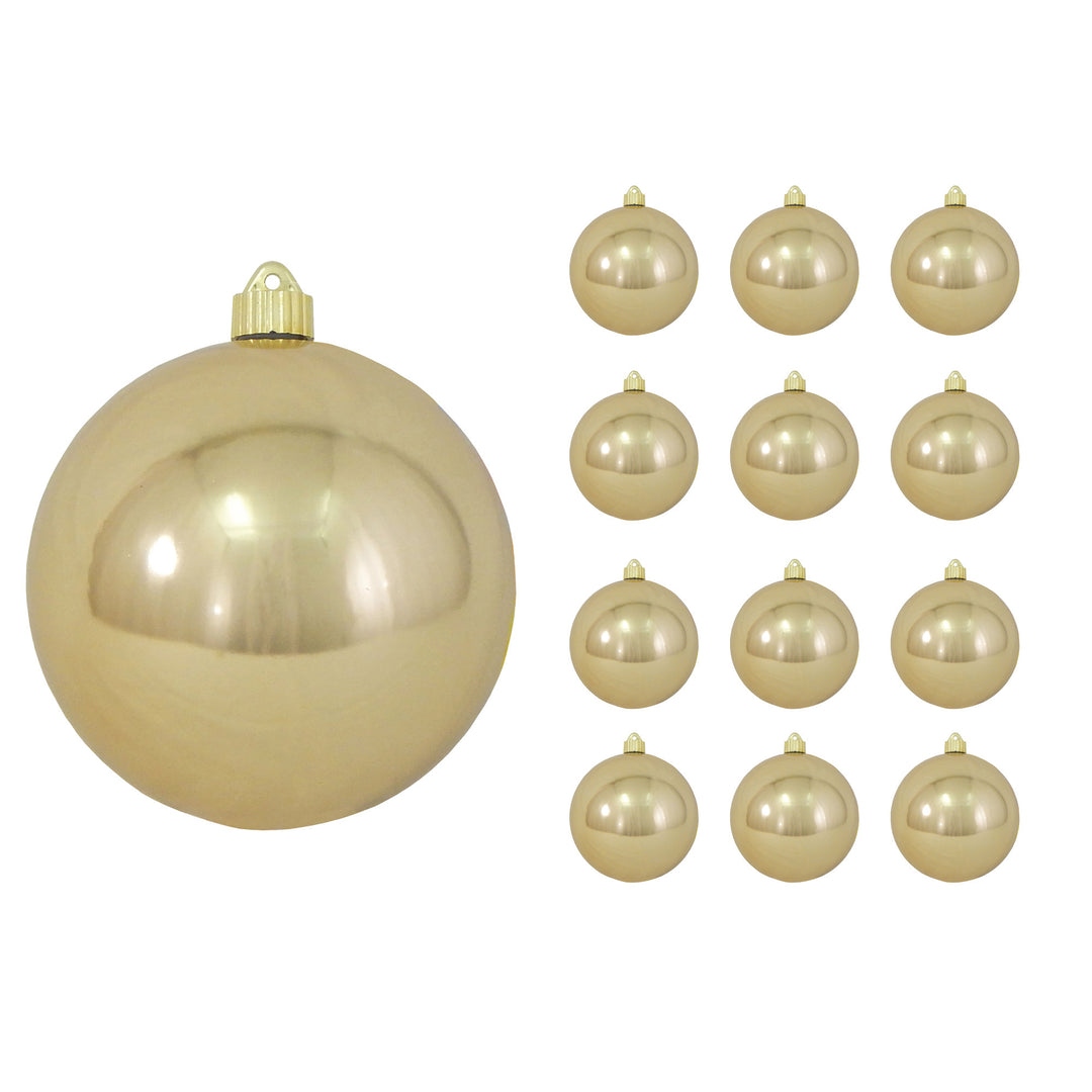 6" (150mm) Commercial Shatterproof Ball Ornament, Shiny Gilded Gold, 2 per Bag, 6 Bags per Case, 12 Pieces