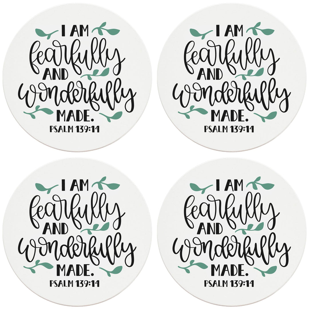 4" Round Ceramic Coasters - Fearfully And Wonderfully Made, 4/Box, 2/Case, 8 Pieces