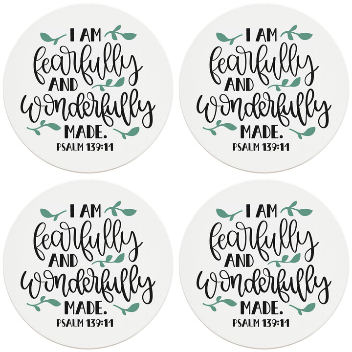 4" Round Ceramic Coasters - Fearfully And Wonderfully Made, 4/Box, 2/Case, 8 Pieces