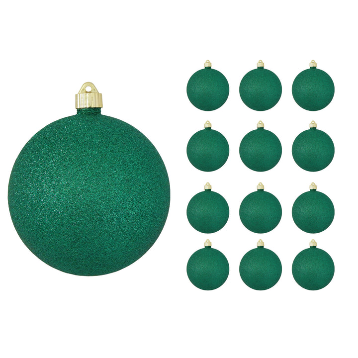 6" (150mm) Commercial Shatterproof Ball Ornament, Emerald Green Glitter, 2 per Bag, 6 Bags per Case, 12 Pieces