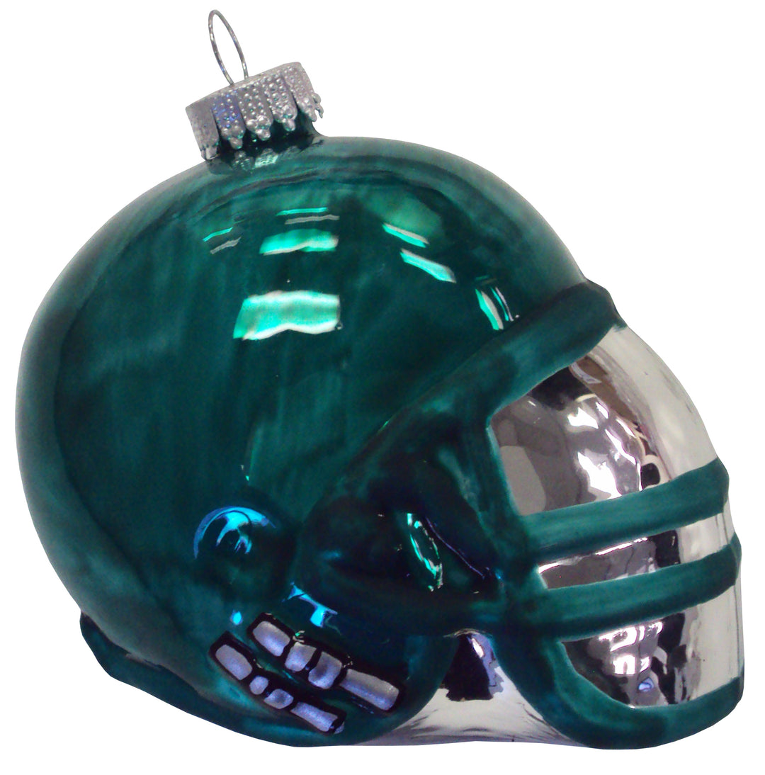 3 1/2" (89mm) Glass Football Helmet Figurine Ornaments, Emerald Green, 1/Box, 12/Case, 12 Pieces